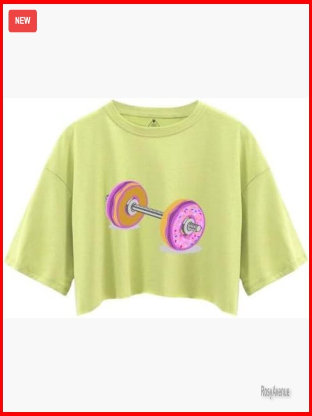 Donut Barbell Crop Top, Stretch Cotton Workout Tee